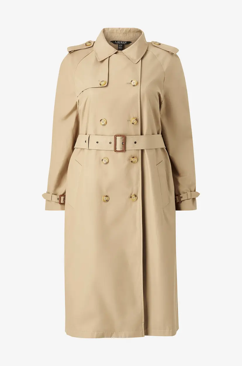 Lauren Ralph Lauren Curve Trenchcoat Cotton Blend-bl DB W Ns44 - Beige