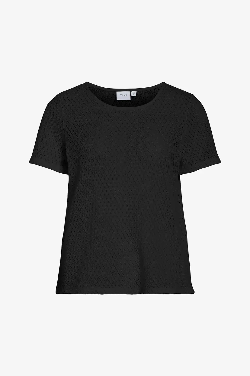 Vila Topp viMine O-neck S/S Top - Svart