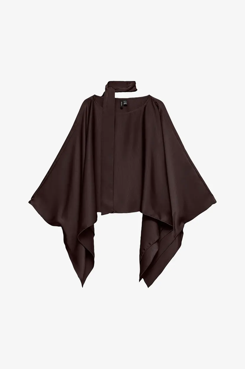 Vero Moda Bluse Vmmiro L/S Cape Scarf Top Wvn - Brun