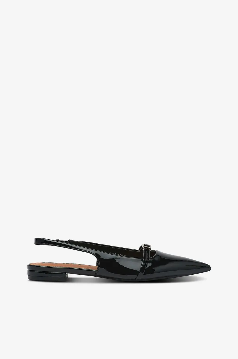 Bianco Slingbackser Biabari Pointy Flat Slingback Faux Leather - Svart