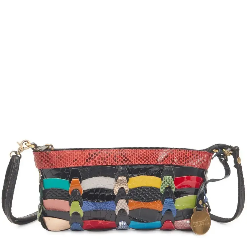Octopus Denmark Style Elfa i sort/multi. Skøn, klassisk skulder og crossbodytaske i håndflettet skind