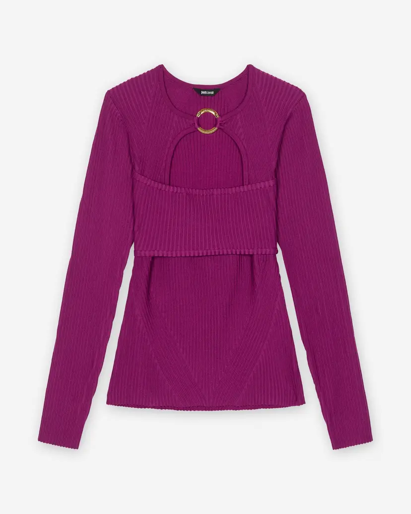 Just Cavalli Just Cavalli Dull Viscose Element Rib Purple Sweatshirt