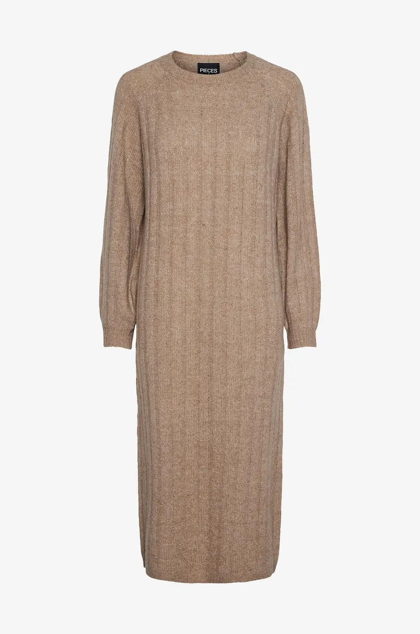 Pieces Kjole pcMaggy LS Knit Dress - Brun