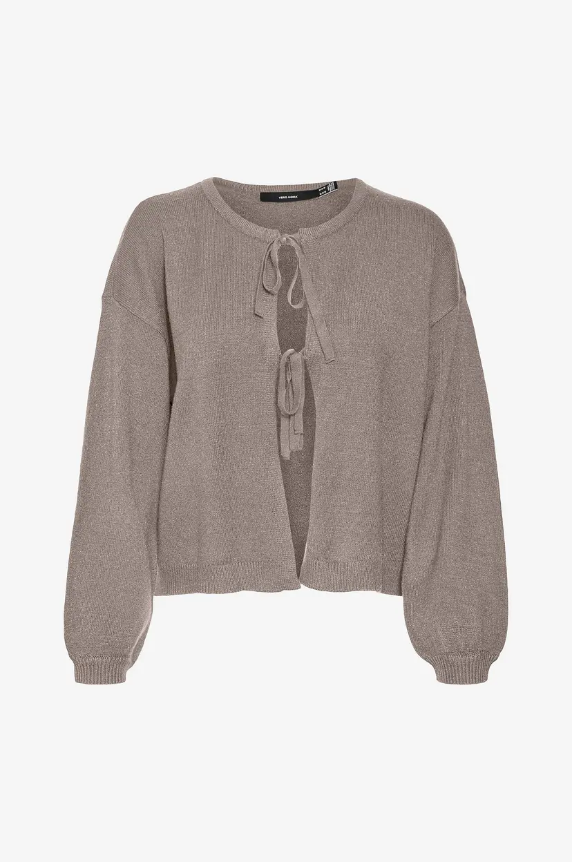 Vero Moda Kardigan vmHollykaris Bow LS Open - Brun