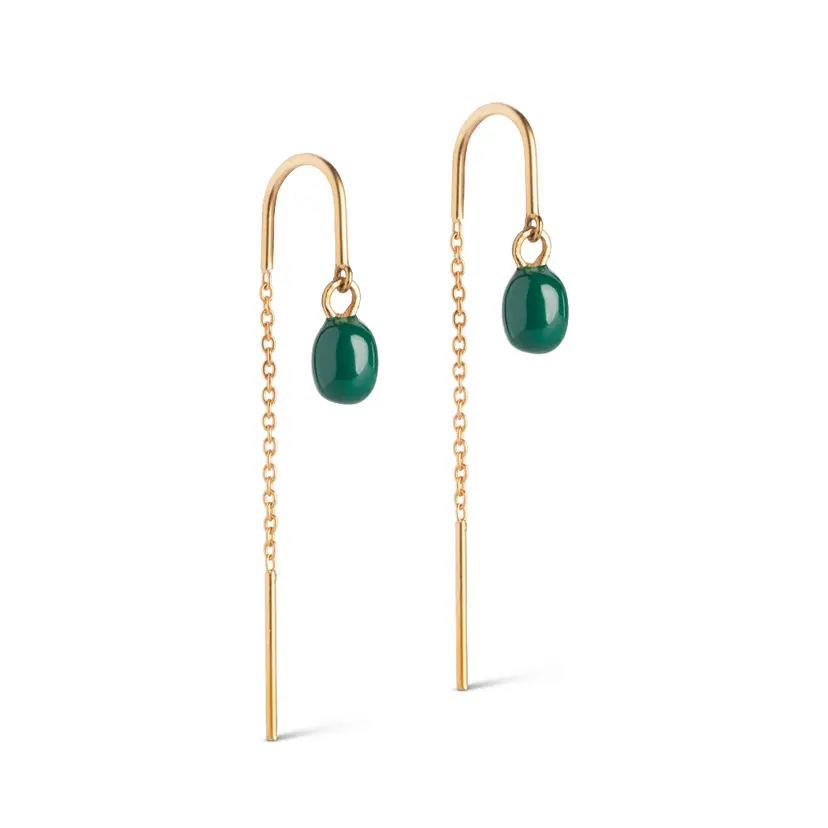 Enamel Enamel - Eleanor Petrol Green ørehænger i forgyldt messing - E280GB-PetrolGreen