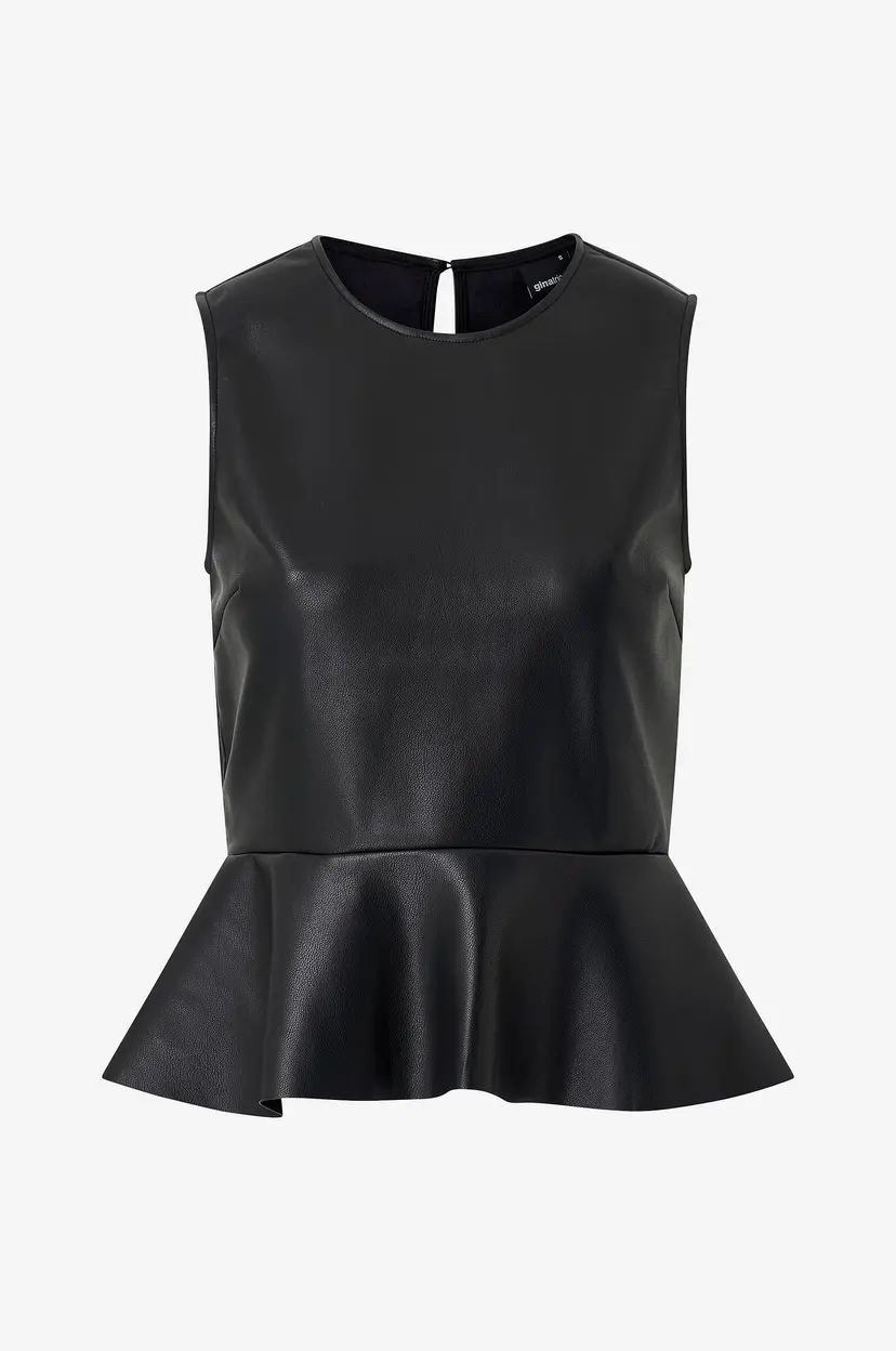 Gina Tricot Topp Pu Peplum Top - Svart