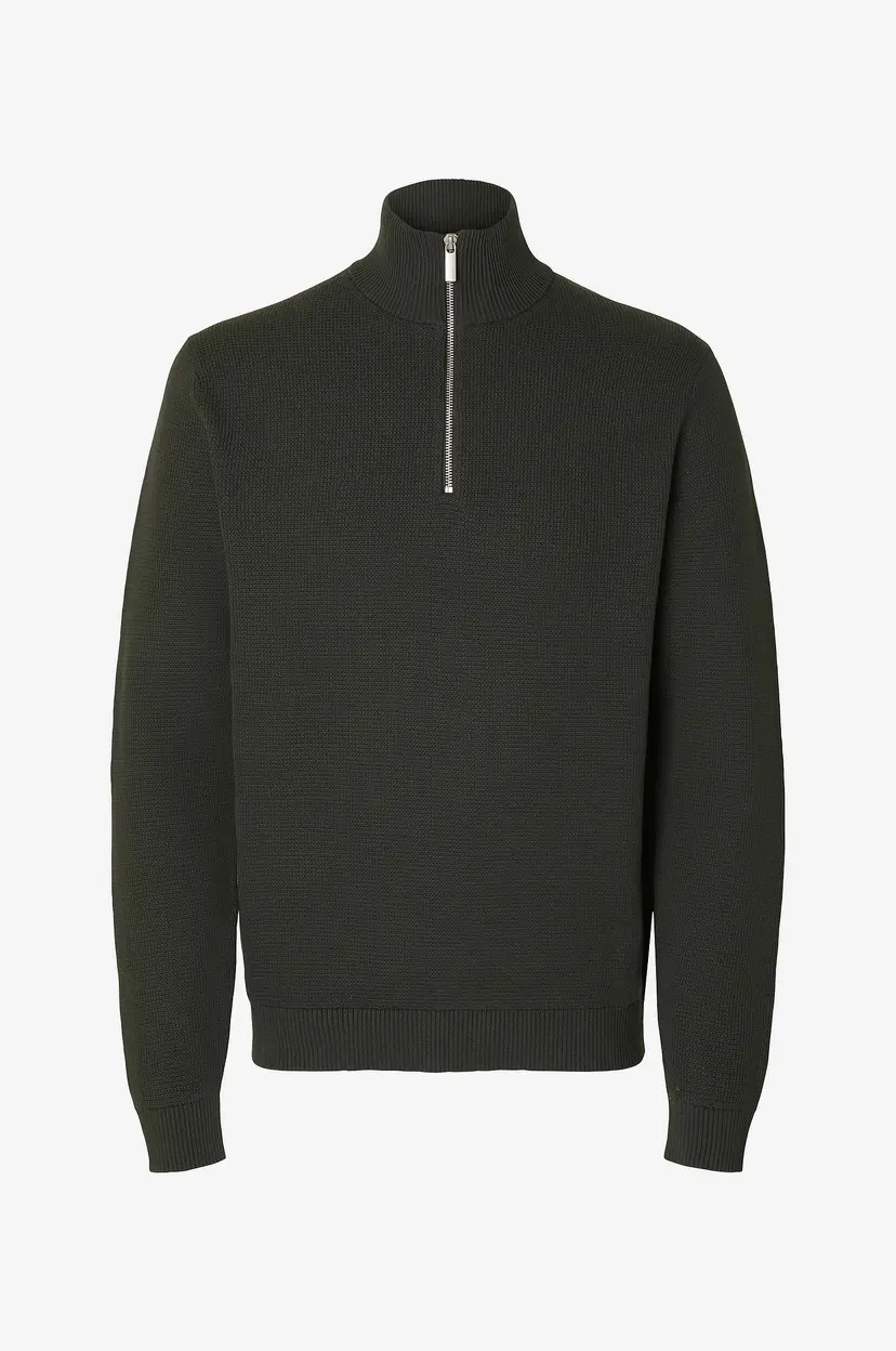 Selected Men Genser slhDane LS Knit Structure Half Zip - Grønn