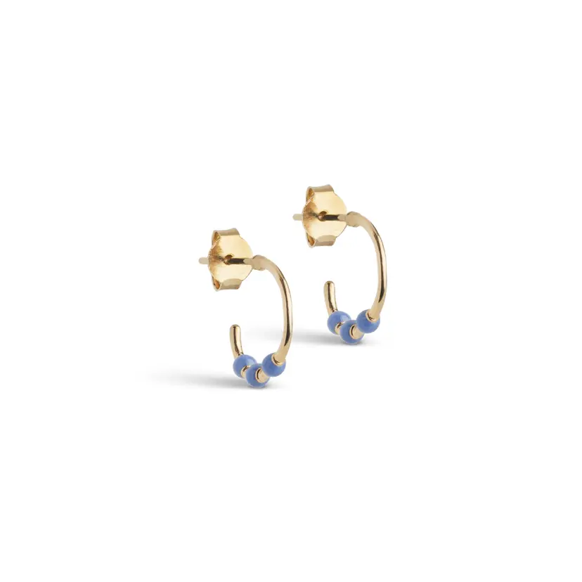 Enamel Enamel - Lola Small Cornflower Hoops i forgyldt messing - E495GB-Cornflower