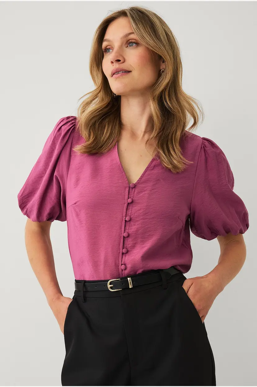Ellos Collection Bluse med puffermer - Rosa