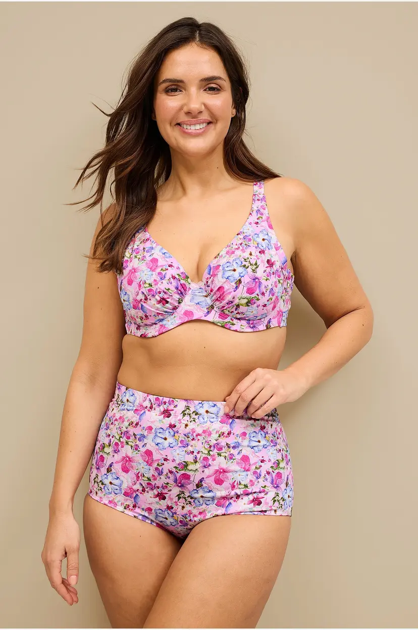 Ellos Plus collection Maxi-bikinitruse med høy midje - Rosa