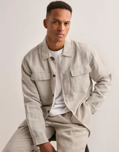 Selected Men Selected Men Slh-Leroy Sun Overshirt Ls Noos Overshirts Beige