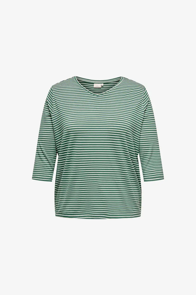 Only Carmakoma Topp carLina 3/4 Sleeve V-neck Blouse - Grønn