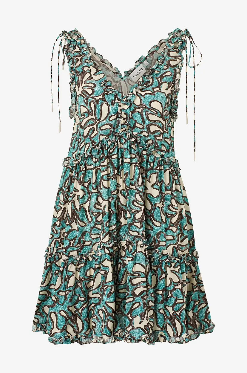 By Malina Kjole Arabella Frill Detailed Mini Dress - Flerfarget