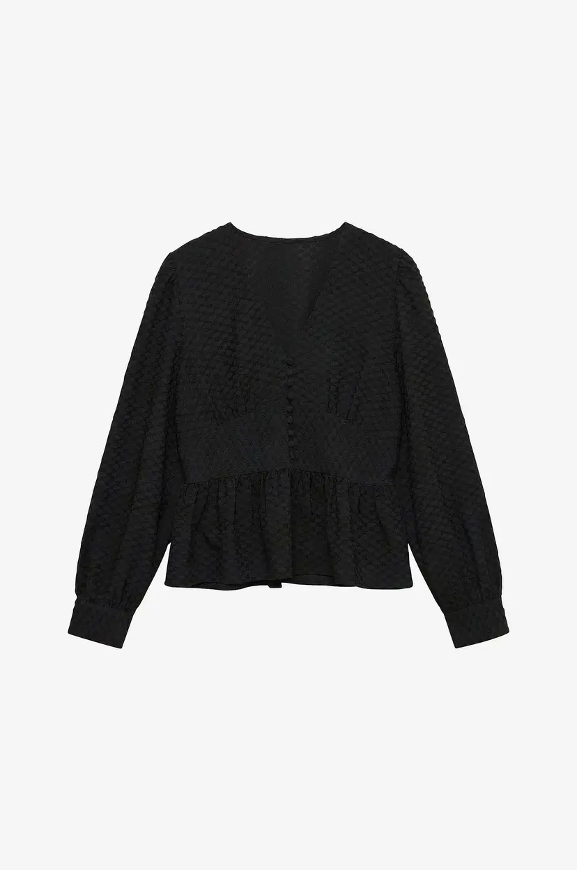 Vero Moda Bluse Vmaugusta Ls Button Top Wvn - Svart
