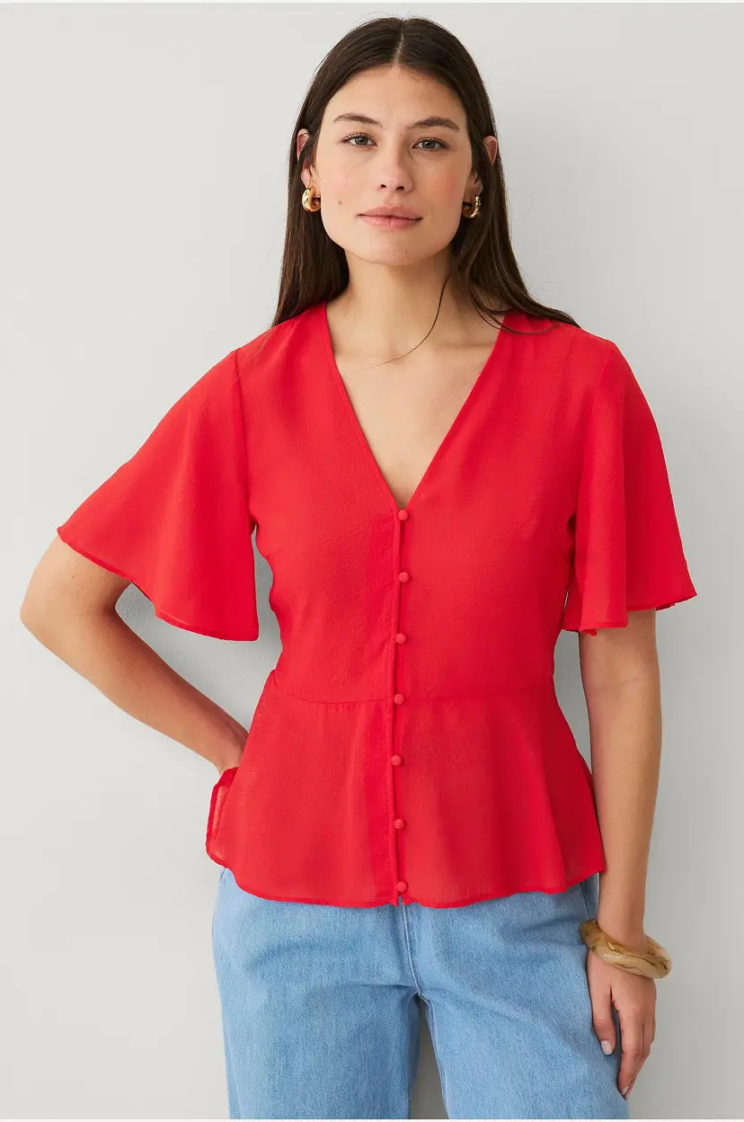 Ellos Collection Bluse med knapper - Rød