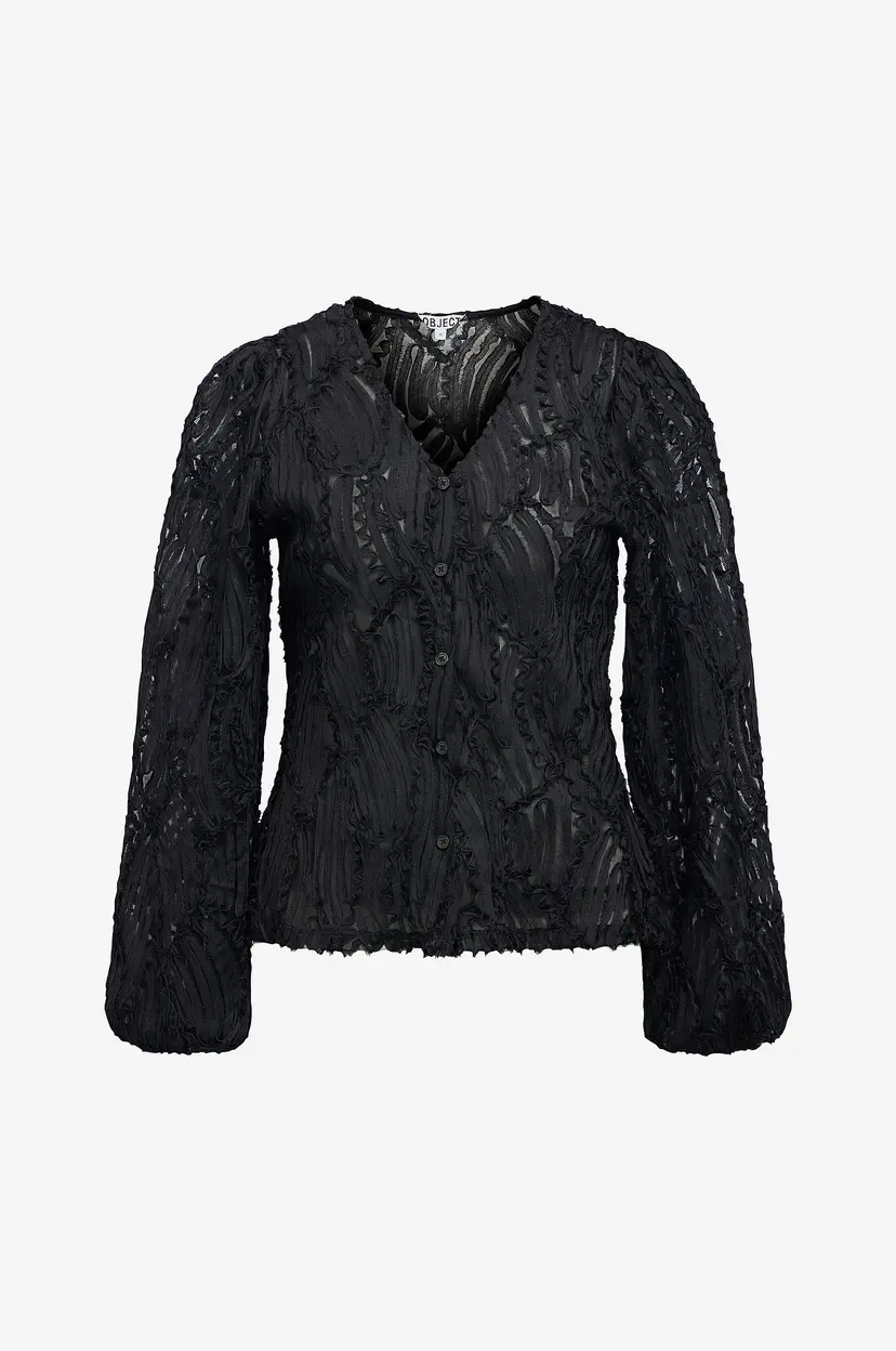 Object Collectors Item Bluse Objlucie Luka L/S Re V-Neck Top 147 - Svart