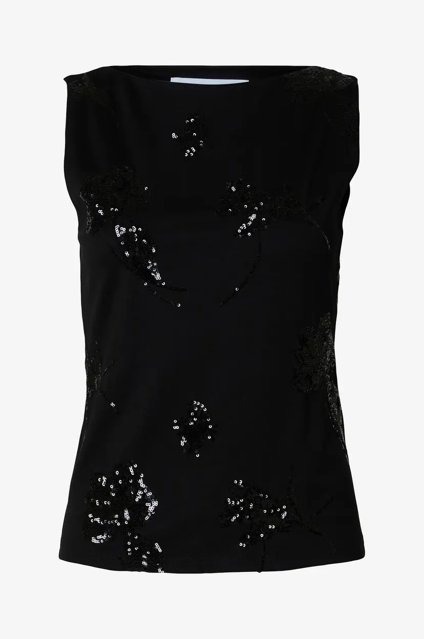 Selected Women Topp slfMalli SL Applique Top - Svart
