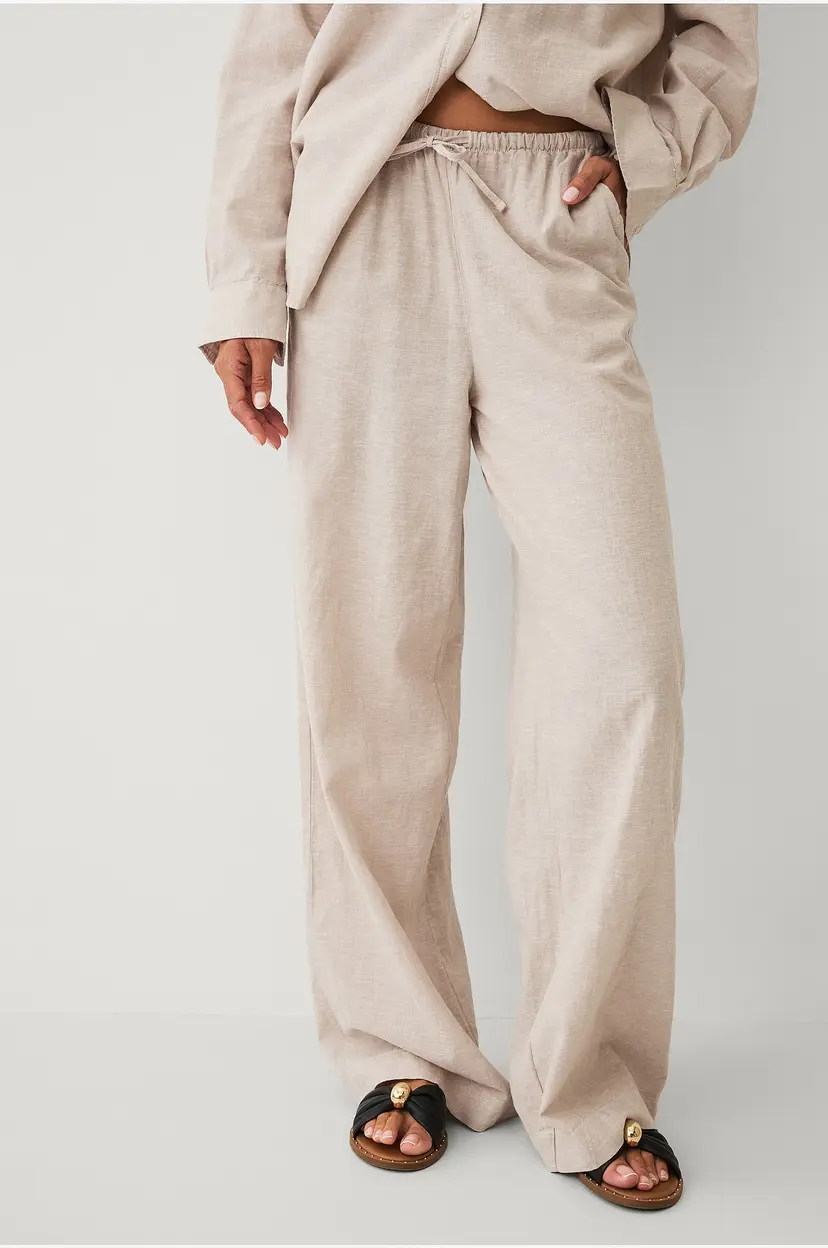 Ellos Collection Linbukser med løpesnor - Beige