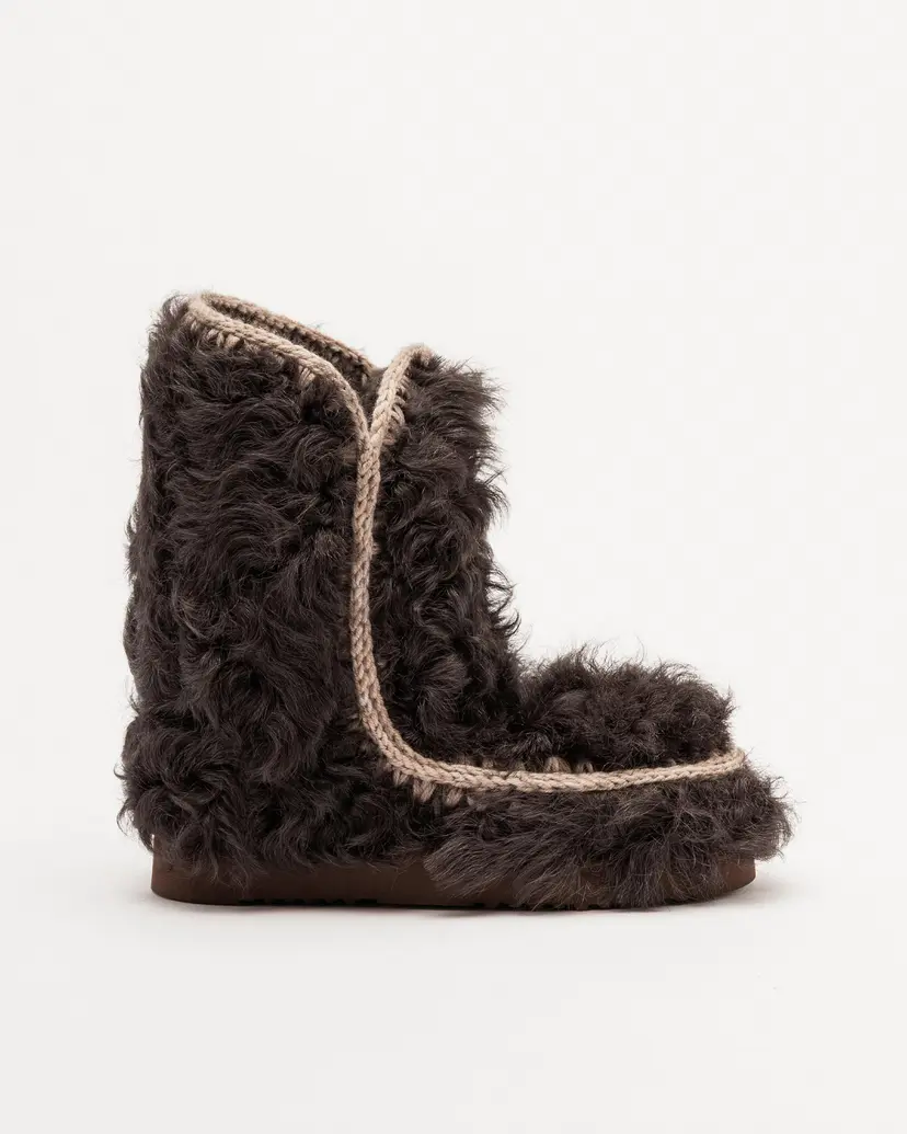 Mou Mou ESKIMO 24 Checkiang Fur Brown Ankle Boots