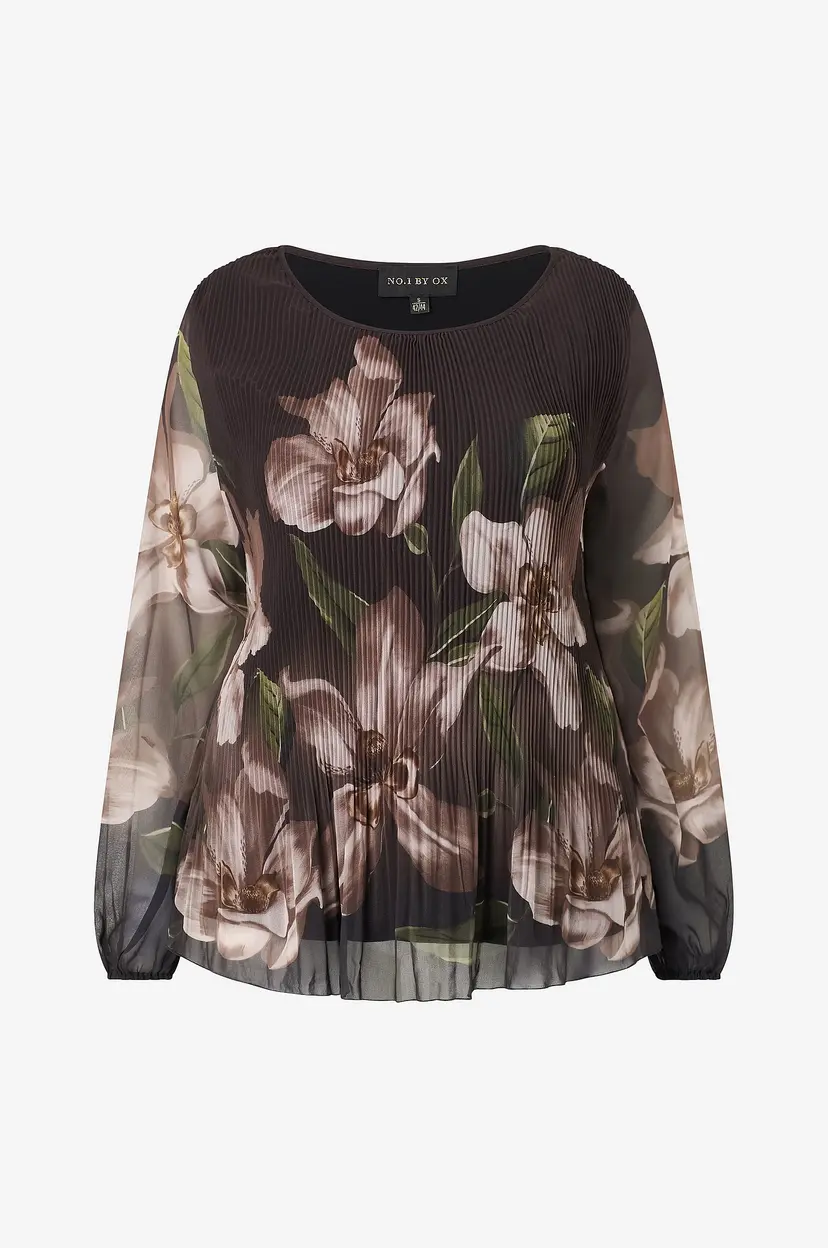 NO. 1 BY OX Bluse Pleated Blouse LS - Flerfarget