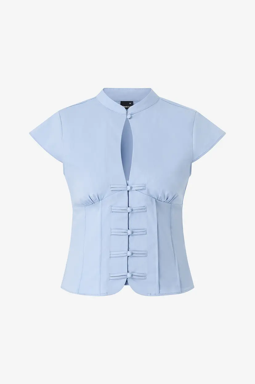 Gina Tricot Bluse Keyhole Top - Blå