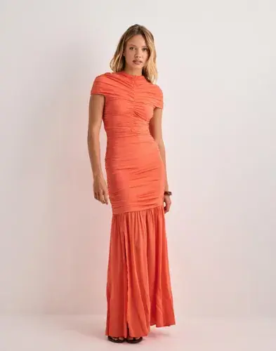Malina Malina - Oransje - Loana Draped Chiffon Maxi Dres