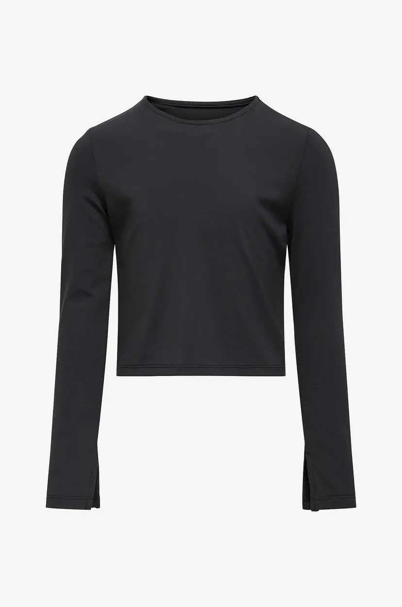 Kids Only Topp koGea L/S Slit Top O-neck FF Jrs - Svart