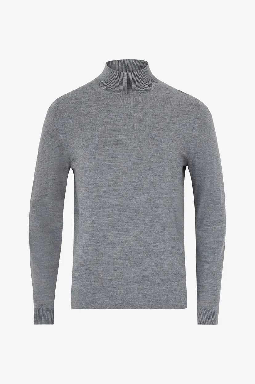 Calvin Klein Genser Merino RWS Mock Neck Sweater - Grå