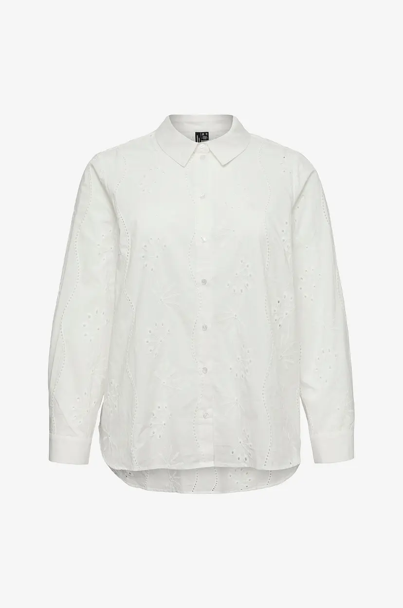 Vero Moda Curve Skjorte vmcKarina Emb. L/S Wvn Btq CU - Hvit