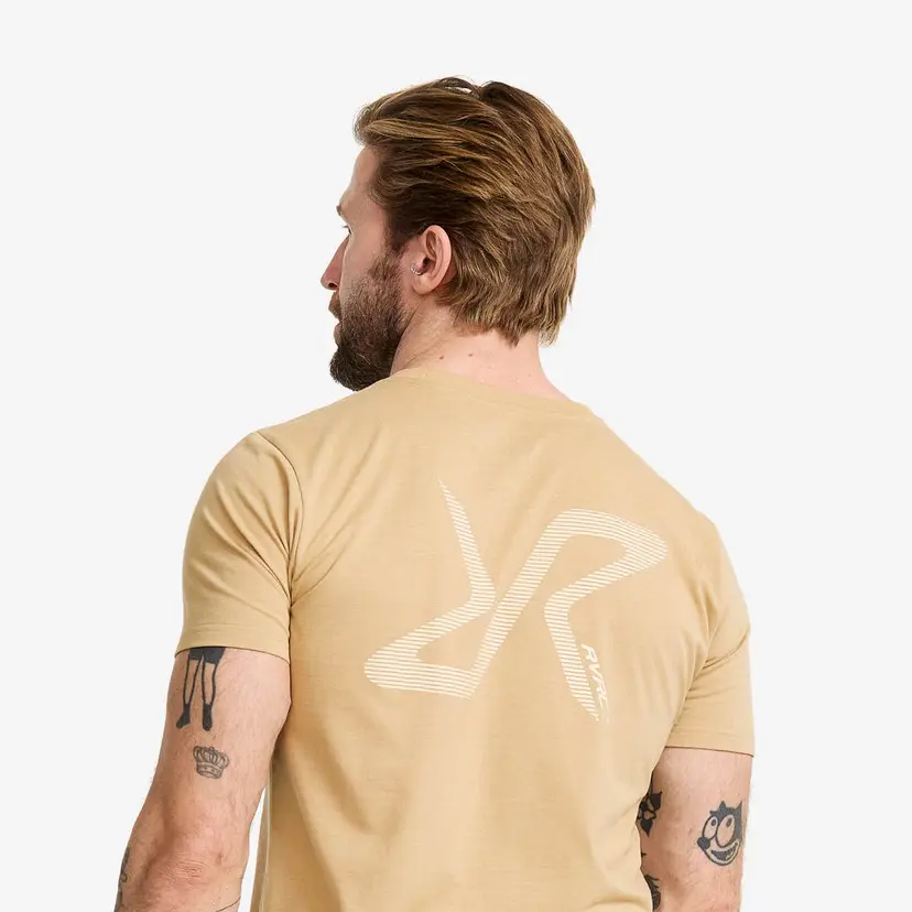 RevolutionRace Easy Graphic Logo T-shirt Slim Fit Herre Safari Beige