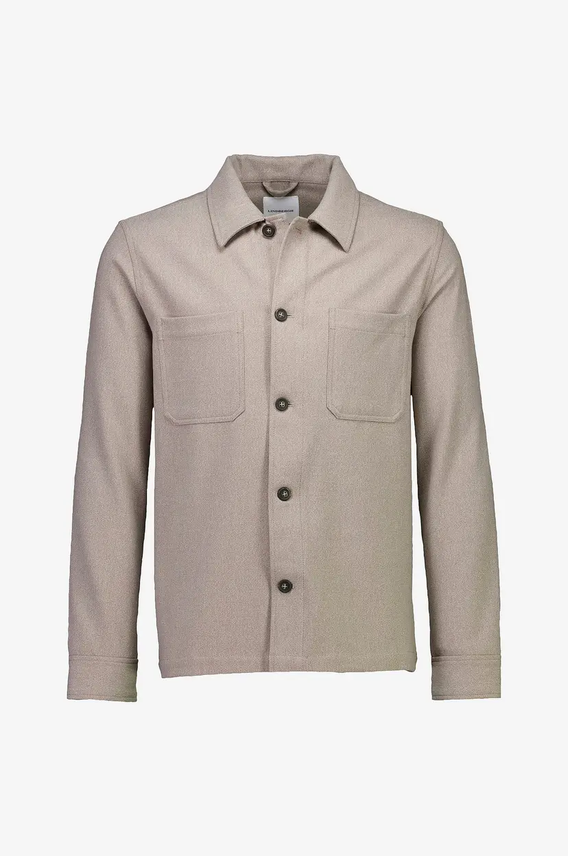 Lindbergh Overtreksskjorte Superflex brushed mel overshirt - Grå