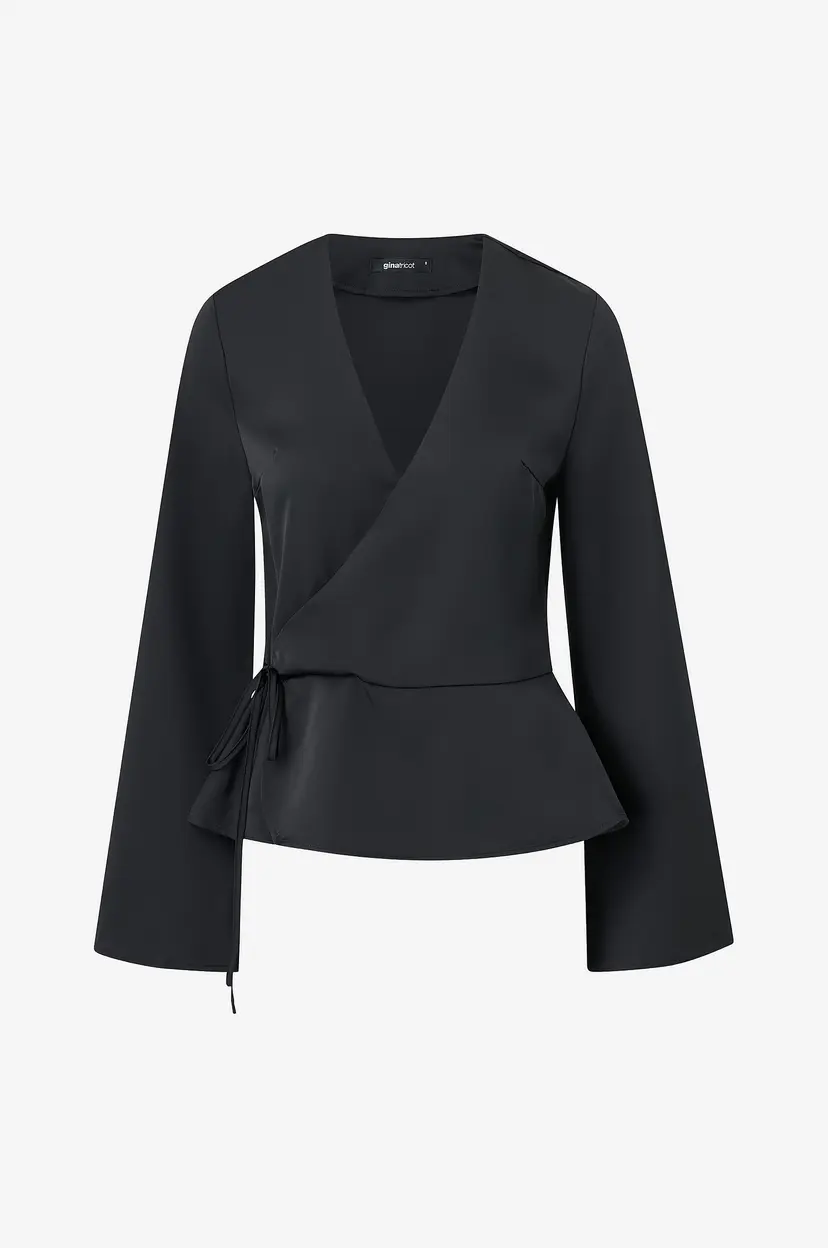 Gina Tricot Bluse Satin wrap blouse - Svart
