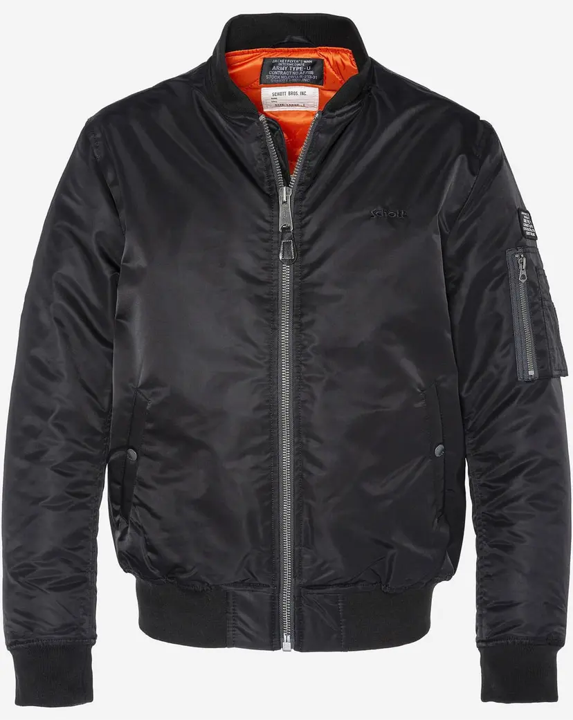 Schott Schott Recycled Nylon MA-1 Bomberjakke Sort
