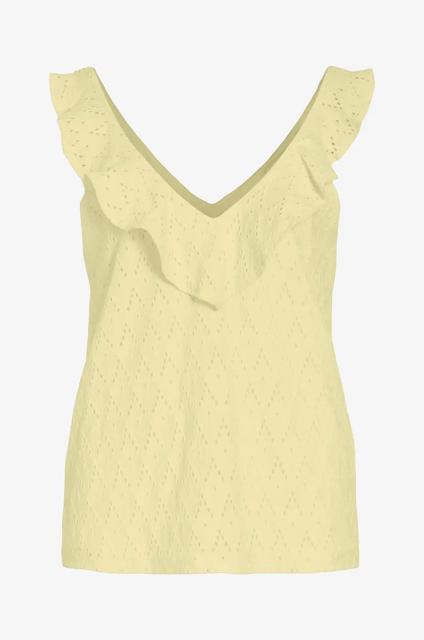 Vila Topp viAmalina V-neck S/L Flounce - Gul