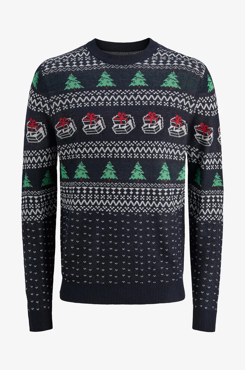 Jack & Jones Pullover jjXmas Andrew Knit Crew Neck - Blå