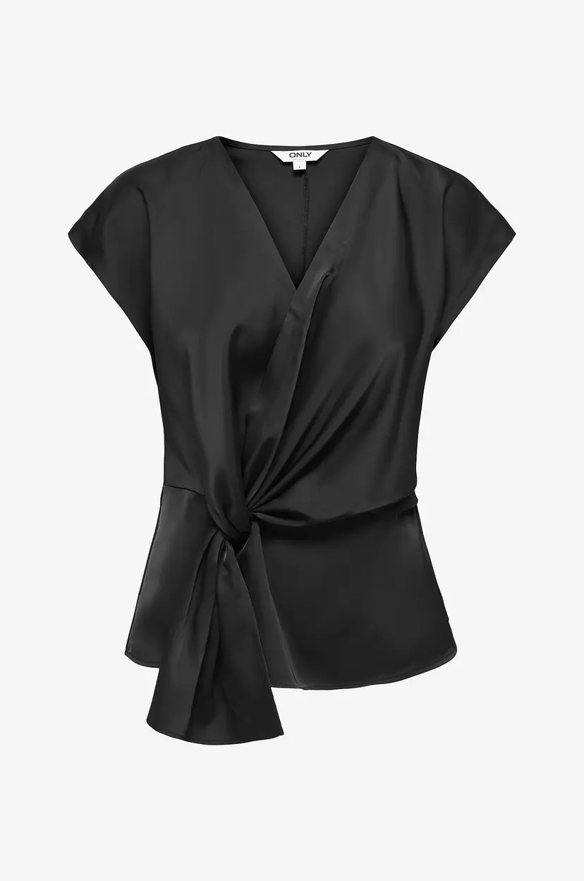 ONLY Bluse Onldune S/L Wrap Knot Top Wvn - Svart
