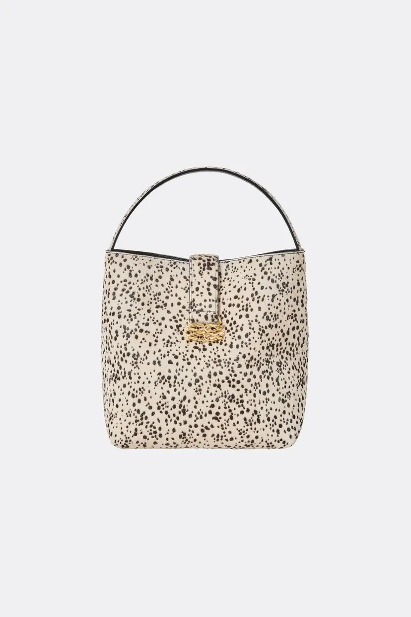 Malina Monogram Leather Bucket Bag Shaded Dot