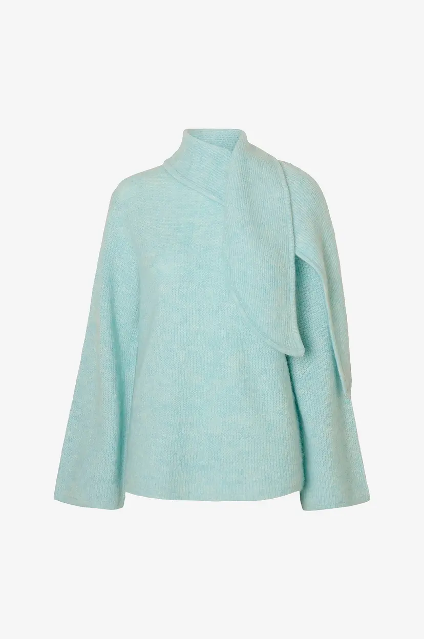 Selected Women Pullover slfLlulu LS Bow Knit - Blå