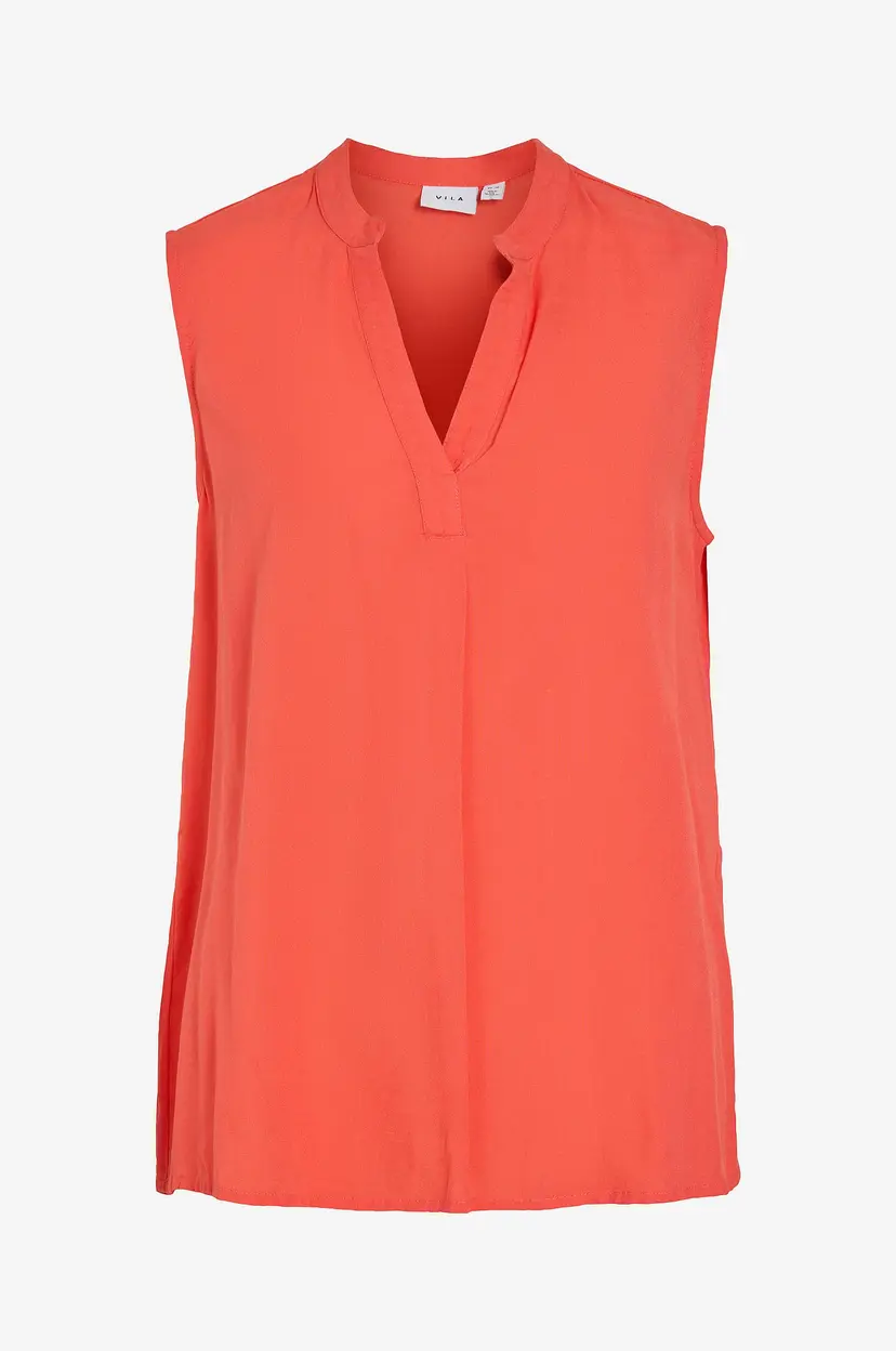 Vila Topp viRosa V-neck S/L Top - Rød