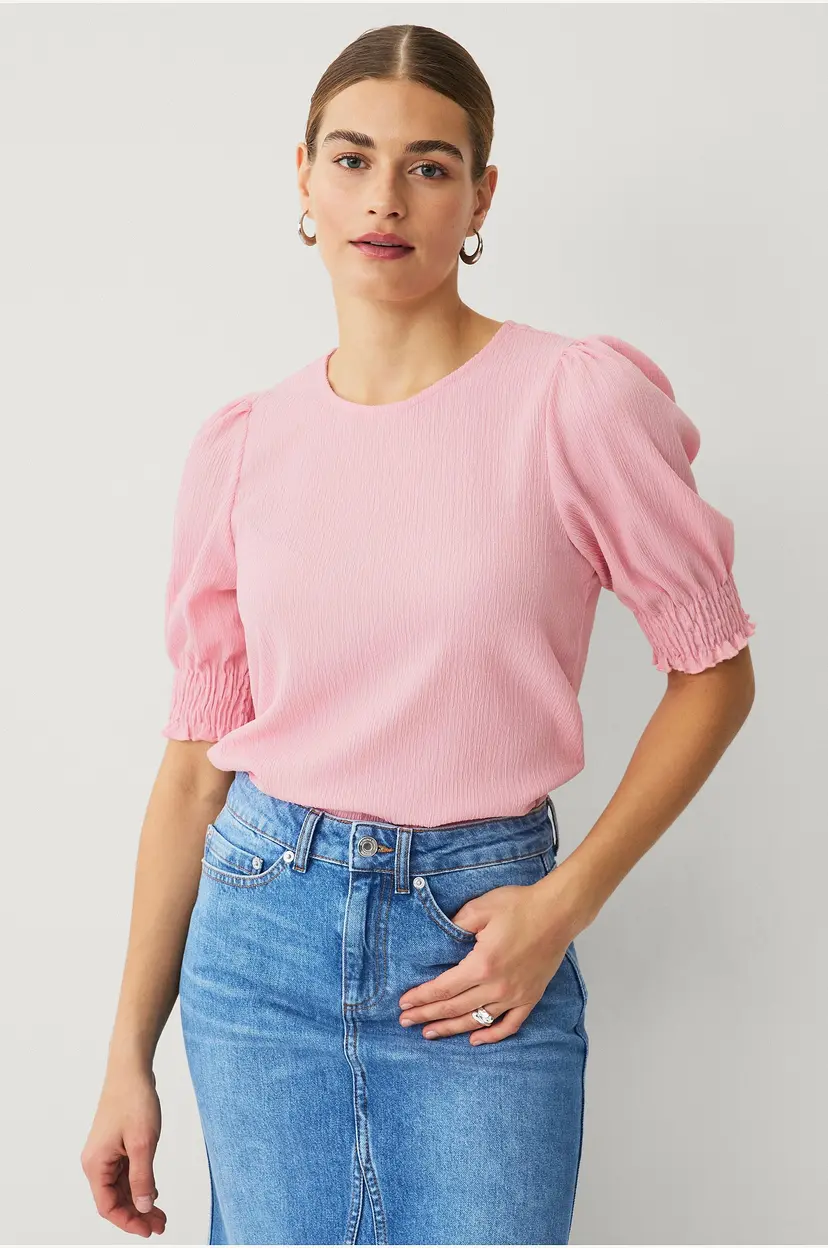 Ellos Collection Kortermet jerseybluse - Rosa
