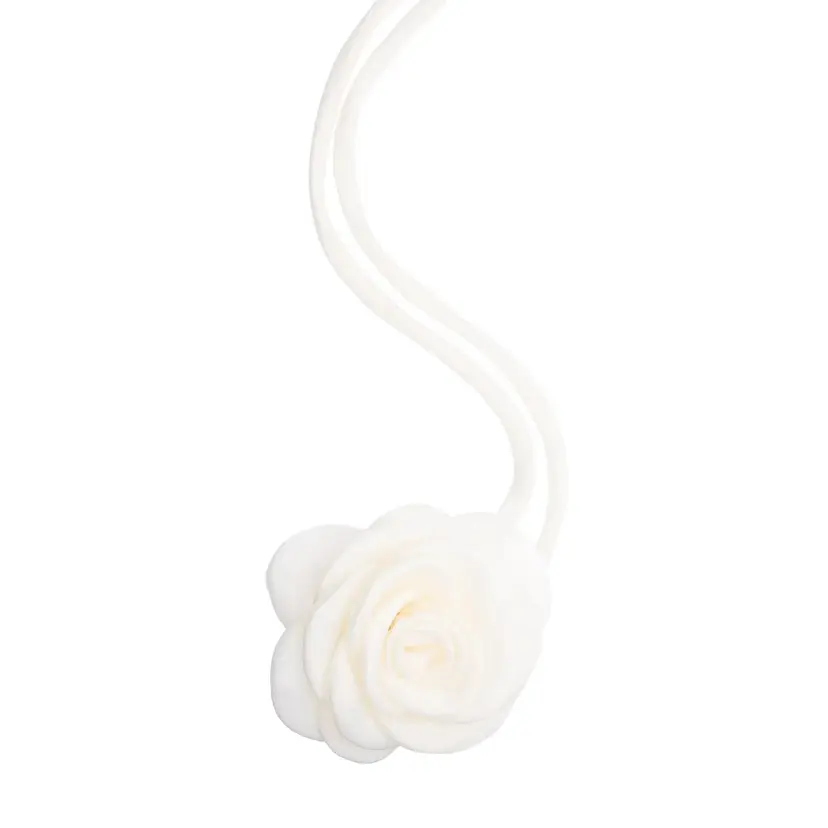 Dark Satin Rose Brooch Off White