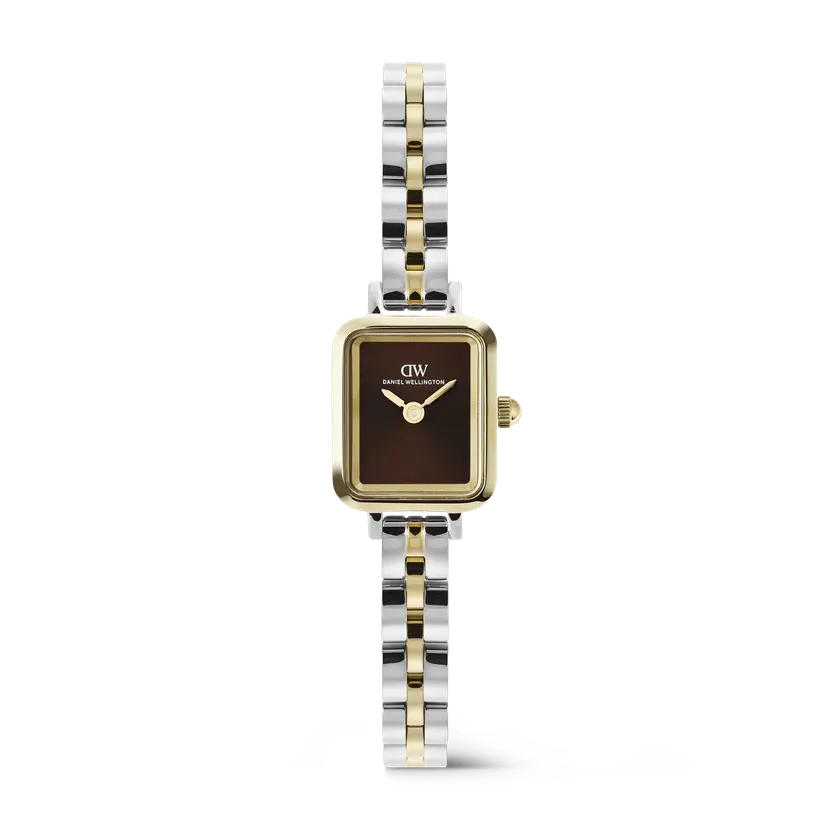 Daniel Wellington Gold 15mm Watch Quadro Mini Arch 3-link Amber Two Tone | DW