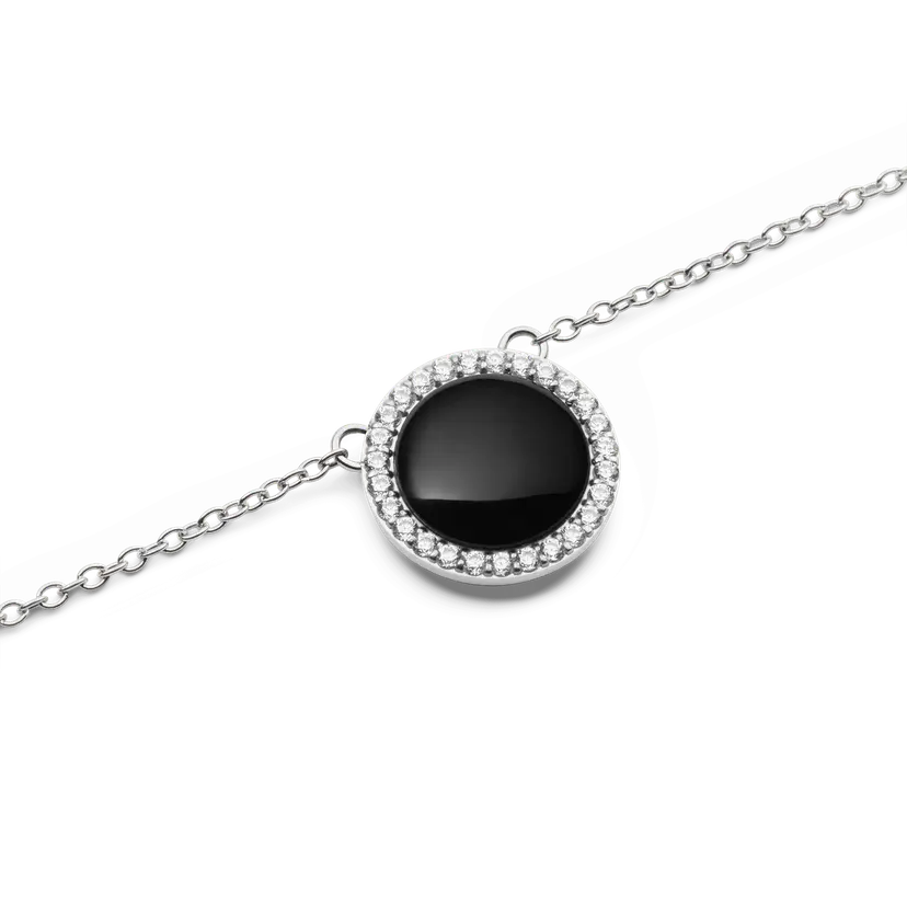 Daniel Wellington Silver Necklace Audrey Black Agathe | DW