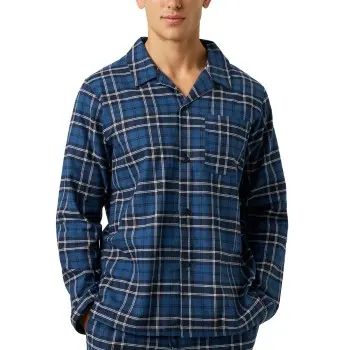 Björn Borg Björn Borg Core Flannel Pyjama Shirt Svart/Marine/Hvit bomull Small Herre