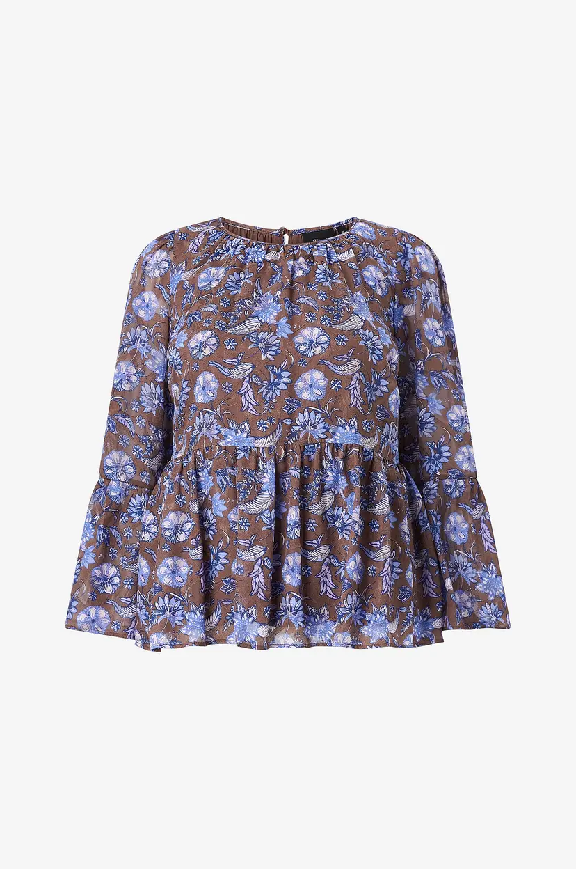 Zizzi Bluse Marion, L/S, Blouse - Brun