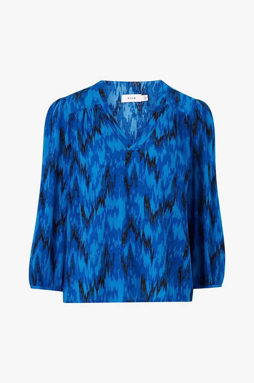 Vila Bluse viCub Mika V-neck 3/4 Top - Blå