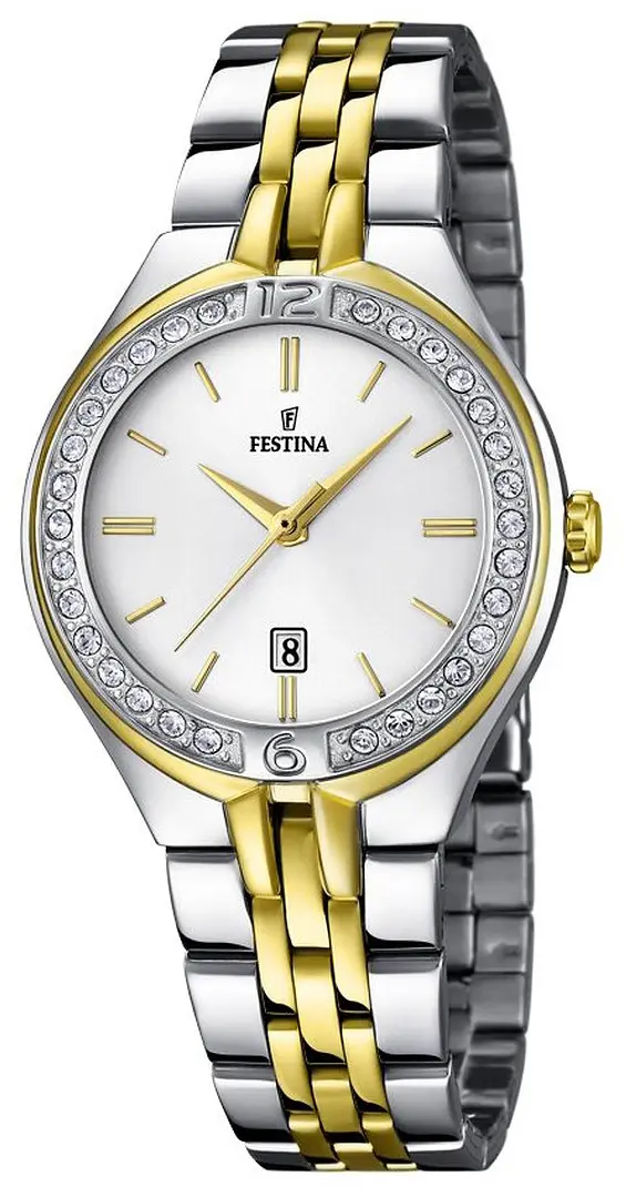 Festina Festina Dameklokke F16868-1 Dress Hvit/Gulltonet stål Ø33 mm
