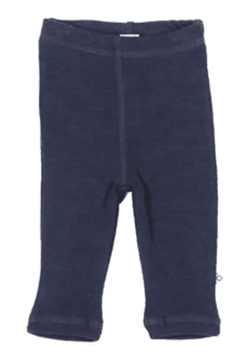 Babybanden Smallstuff Leggings prematur, merinoull, Navy elephant
