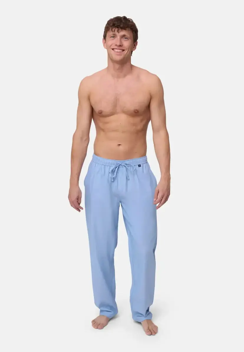 DANISH ENDURANCE PYJAMASBUKSER til afslapning i Lyseblå, 100% økologisk bomuld, S