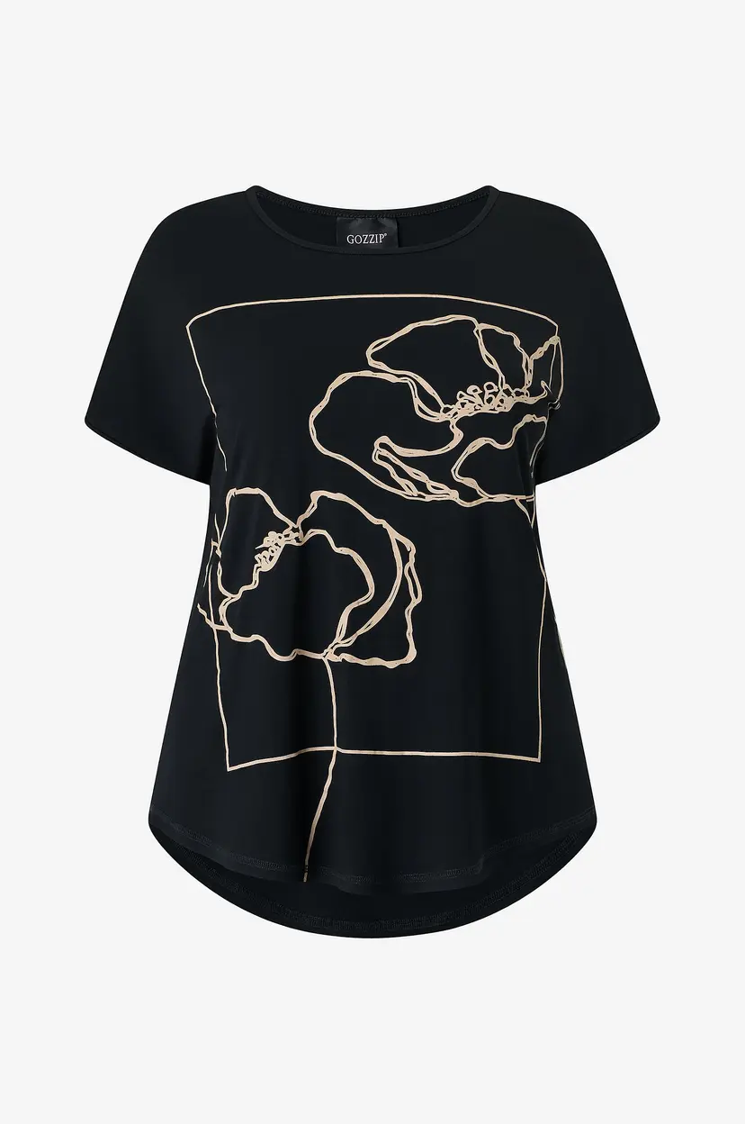 Gozzip Kortermet topp GGitte T-shirt with print - Svart
